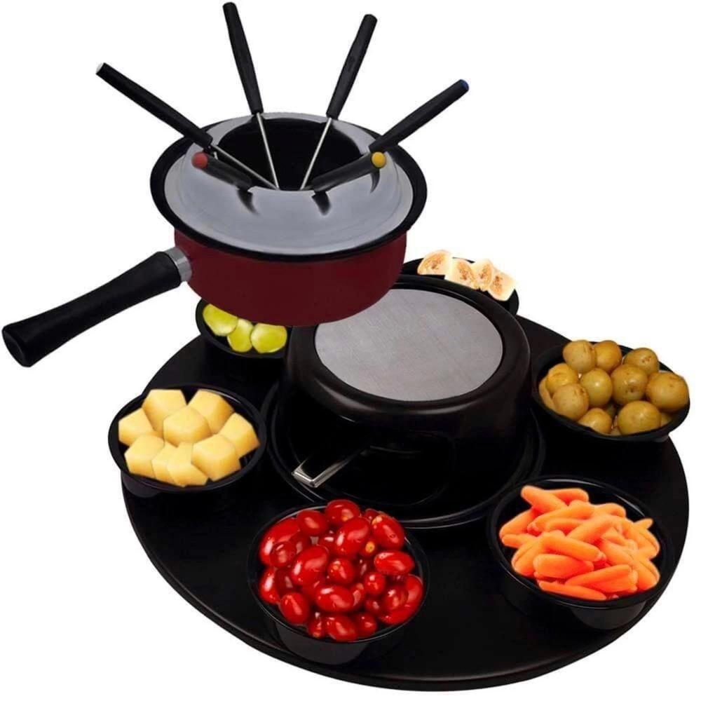 Aparelho De Fondue Lugano Carroussel 18 Peças Esmaltado 1,4 Litros Carne Queijo Chocolate Frutas - 3