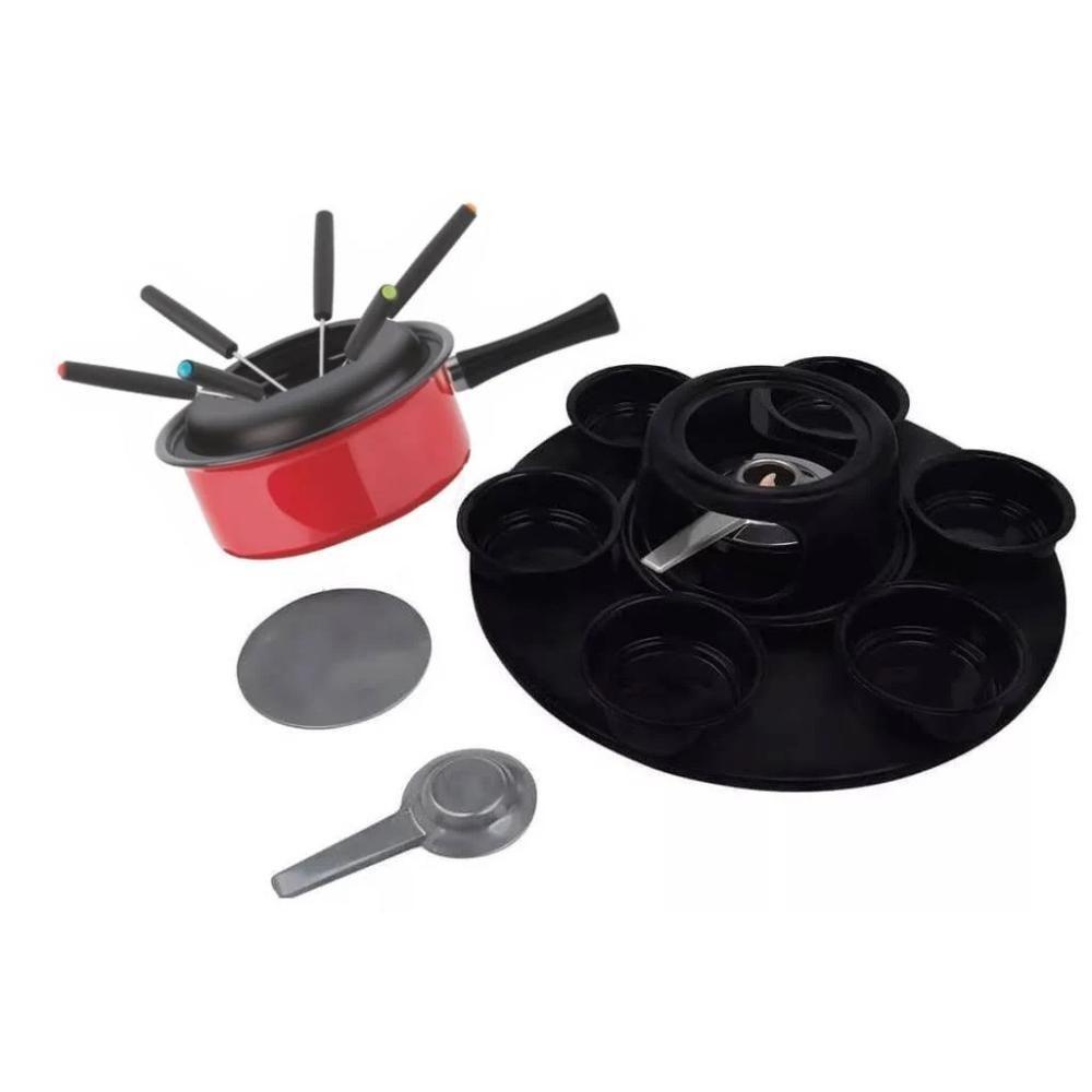 Aparelho De Fondue Lugano Carroussel 18 Peças Esmaltado 1,4 Litros Carne Queijo Chocolate Frutas - 6