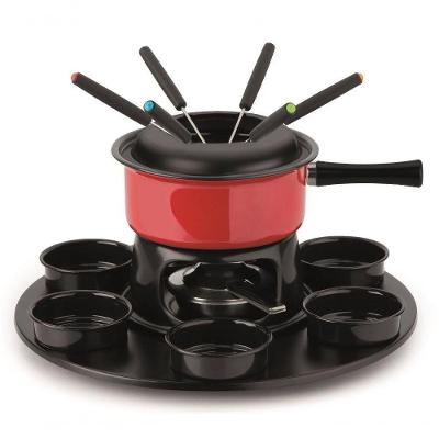 Aparelho De Fondue Lugano Carroussel 18 Peças Esmaltado 1,4 Litros Carne Queijo Chocolate Frutas