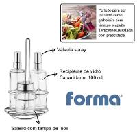Galheteiro De Vidro Spray Base Inox Kit Saleiro Vinagre Azeite Galheta Vinagreiro Azeiteiro - 2