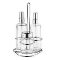 Galheteiro De Vidro Spray Base Inox Kit Saleiro Vinagre Azeite Galheta Vinagreiro Azeiteiro - 5