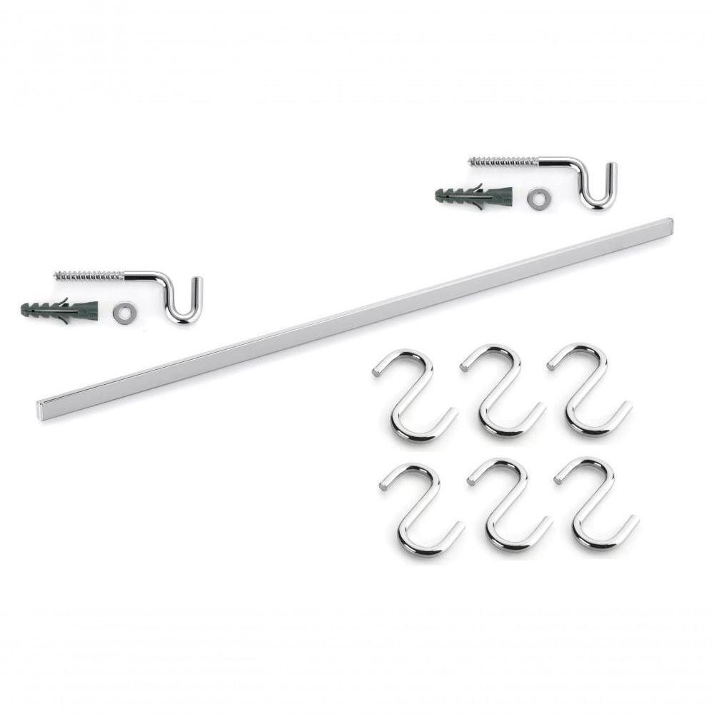 Barra De Parede Cozinha 6 Ganchos 80cm Com Kit Instalação - 1