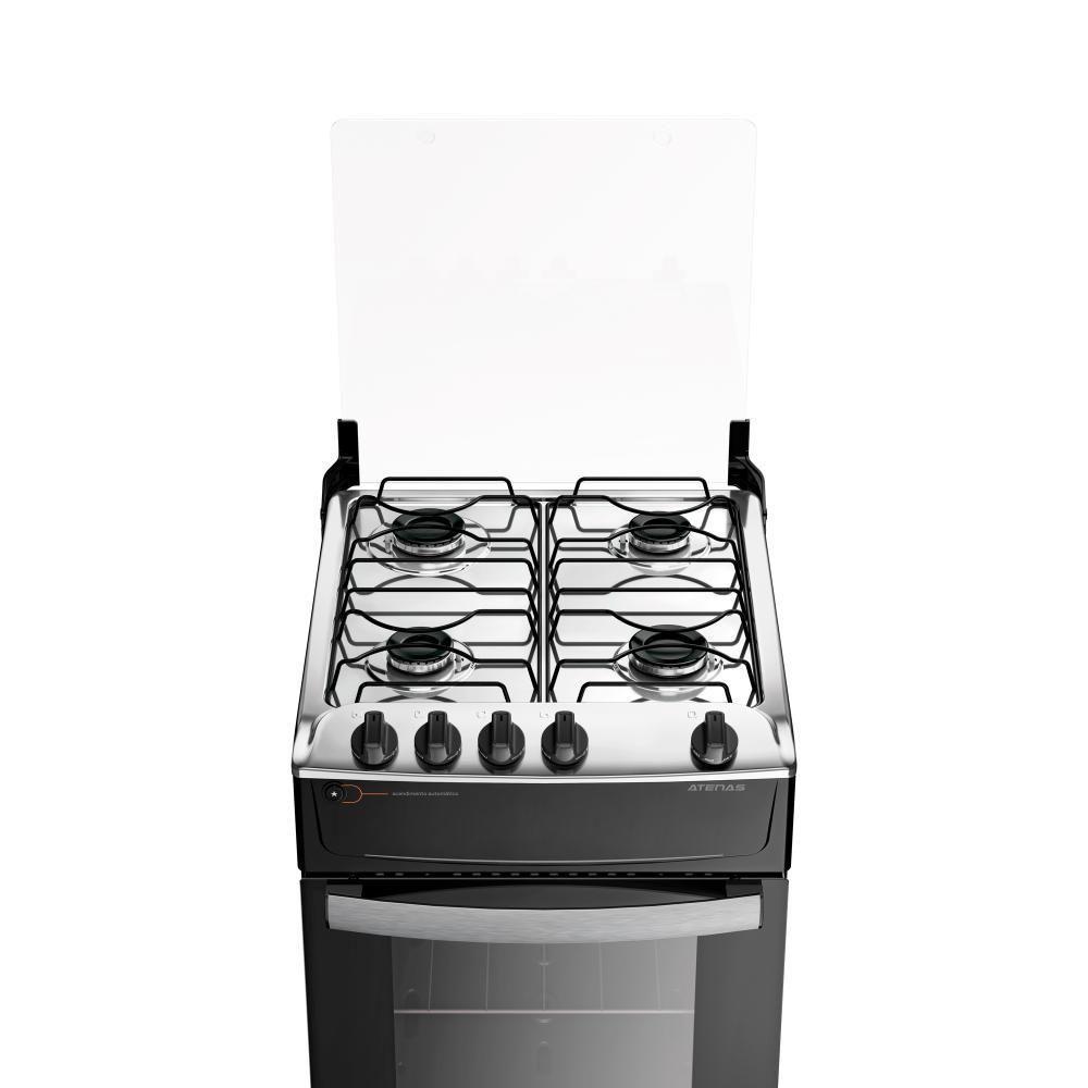 Fogão 4 Bocas Preto Com Mesa Inox Atlas Atenas Bivolt - 2