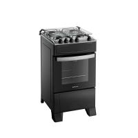 Fogão 4 Bocas Preto Com Mesa Inox Atlas Atenas Bivolt - 1
