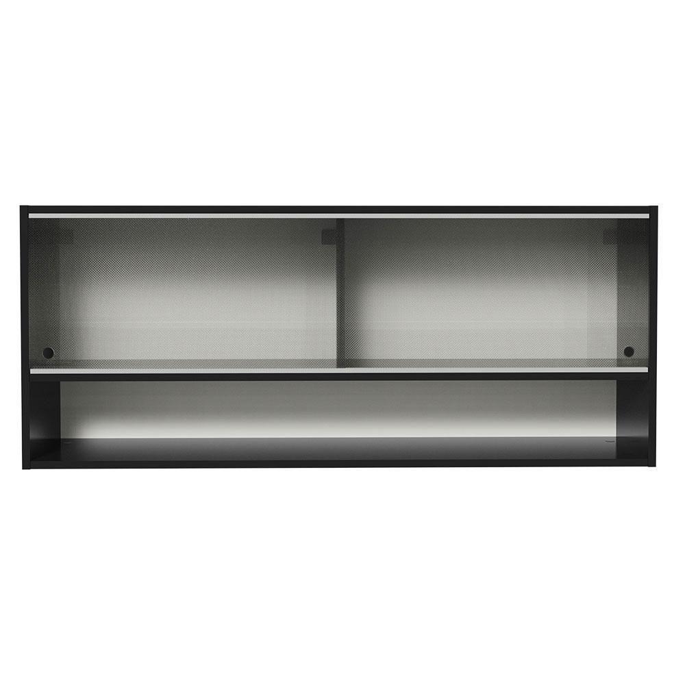 Armário Aéreo 120cm 2 Portas Correr Vidro Pontilhado 1 Nicho Preto Reims Madesa Preto - 5