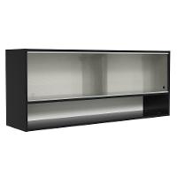 Armário Aéreo 120cm 2 Portas Correr Vidro Pontilhado 1 Nicho Preto Reims Madesa Preto - 1