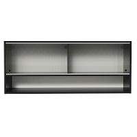 Armário Aéreo 120cm 2 Portas Correr Vidro Pontilhado 1 Nicho Preto Reims Madesa Preto - 5