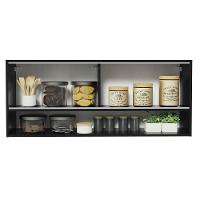 Armário Aéreo 120cm 2 Portas Correr Vidro Pontilhado 1 Nicho Preto Reims Madesa Preto - 7