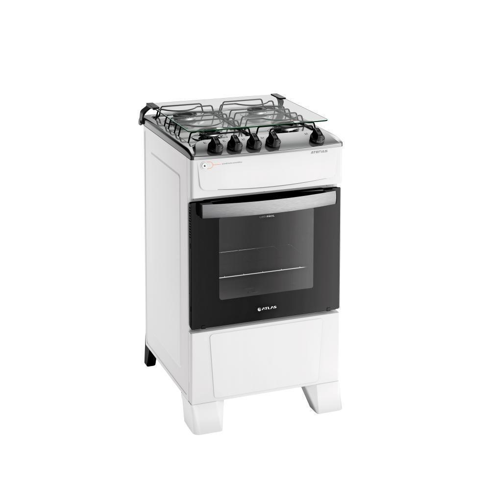 Fogão 4 Bocas Branco Com Mesa Inox Atlas Atenas Bivolt - 1