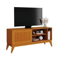 Rack Bancada Para Tv Até 55 Polegadas 1,36m Ripado Impressão 3d 1 Porta Cedro Aruba Edn Cedro - 1