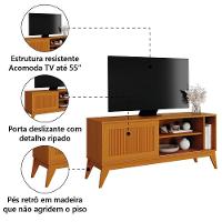 Rack Bancada Para Tv Até 55 Polegadas 1,36m Ripado Impressão 3d 1 Porta Cedro Aruba Edn Cedro - 3