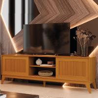 Rack Bancada Para Tv Até 65 Polegadas 1,80m Ripado Impressão 3d 2 Portas Cedro King Edn Cedro - 2