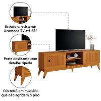 Rack Bancada Para Tv Até 65 Polegadas 1,80m Ripado Impressão 3d 2 Portas Cedro King Edn Cedro