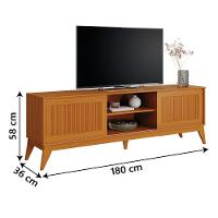 Rack Bancada Para Tv Até 65 Polegadas 1,80m Ripado Impressão 3d 2 Portas Cedro King Edn Cedro - 5