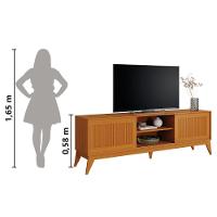 Rack Bancada Para Tv Até 65 Polegadas 1,80m Ripado Impressão 3d 2 Portas Cedro King Edn Cedro - 6
