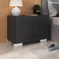 Mesa De Cabeceira Com Pés 2 Portas Multimóveis Mp4134 Preta/branca Preto/branco - 2