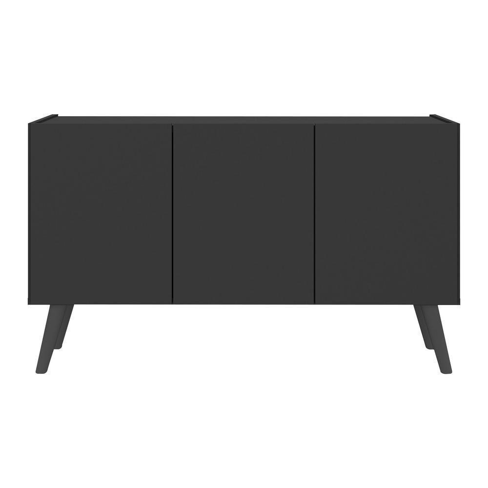 Rack Retrô Para Tv Até 32 Polegadas Com 3 Portas Multimóveis Mp1067 Preto Preto - 5