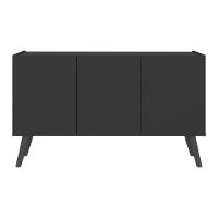 Rack Retrô Para Tv Até 32 Polegadas Com 3 Portas Multimóveis Mp1067 Preto Preto - 5