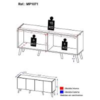 Rack Retrô Para Tv Até 50 Polegadas Com 4 Portas Multimóveis Mp1071 Preto Preto