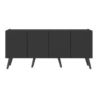 Rack Retrô Para Tv Até 50 Polegadas Com 4 Portas Multimóveis Mp1071 Preto Preto - 5