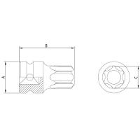 Soquete De Impacto Ponta Trafix Em Aço Cromo Molibdênio T40 - Encaixe 1/2'' Pro - 2