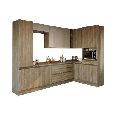 Kit de Cozinha Modulada 11 Peças Maxxi  (3 Armários + 3 Balcões + 2 Paneleiros + 3 Complementos) C11P07 Nogal