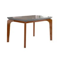 Kit Mesa Tampo Vidro 120cm + 4 Cadeiras Imbuia Linho Turim - 6