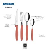 Faqueiro Ipanema Com Lâminas Em Aço Inox E Cabos De Polipropileno Goiaba Com Pote Plástic - 3