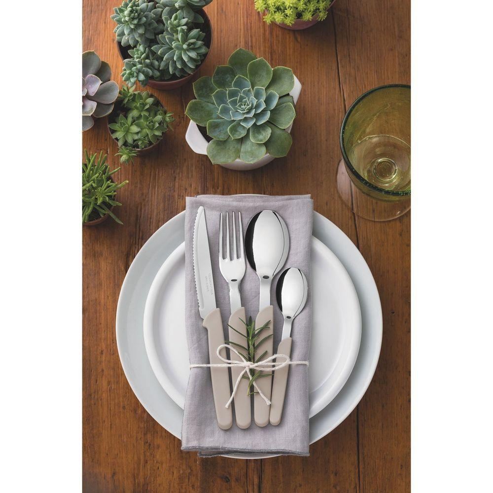 Faqueiro Carmel Com Lâminas Em Aço Inox E Cabos De Polipropileno Natural Médio 24 Peças - 2