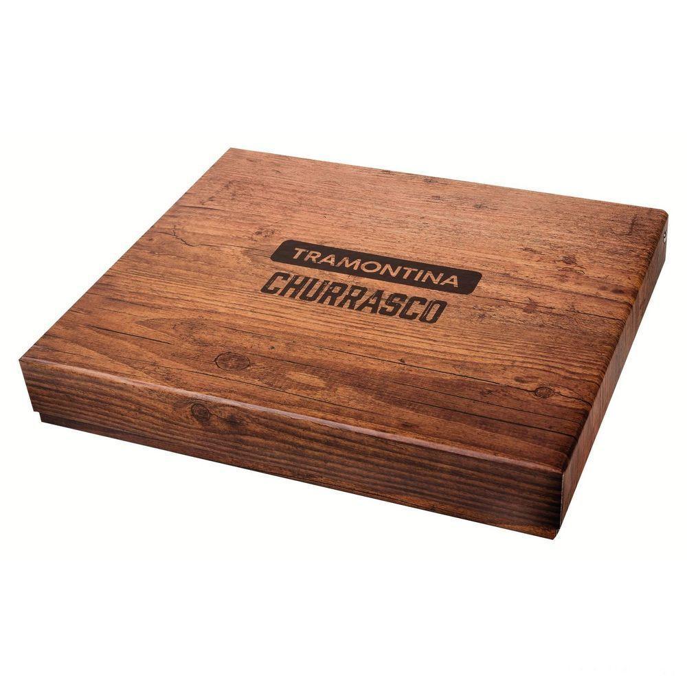 Kit Para Churrasco Lâminas Aço Inox E Cabos Em Madeira Polywood Castanho 15 Peças - 3