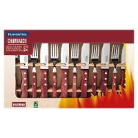 Jogo De Talheres Para Churrasco Jumbo Em Aço Inox Com Cabo Vermelho Polywood 12 Peças - 3