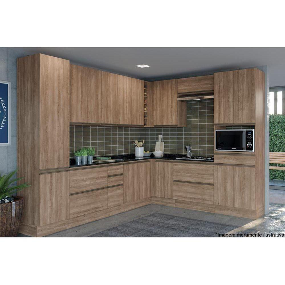 Balcão de Cozinha Modulado Maxxi G755 2 Gavetas c/Tampo 80cm Branco/Nogal - Kappesberg - 2