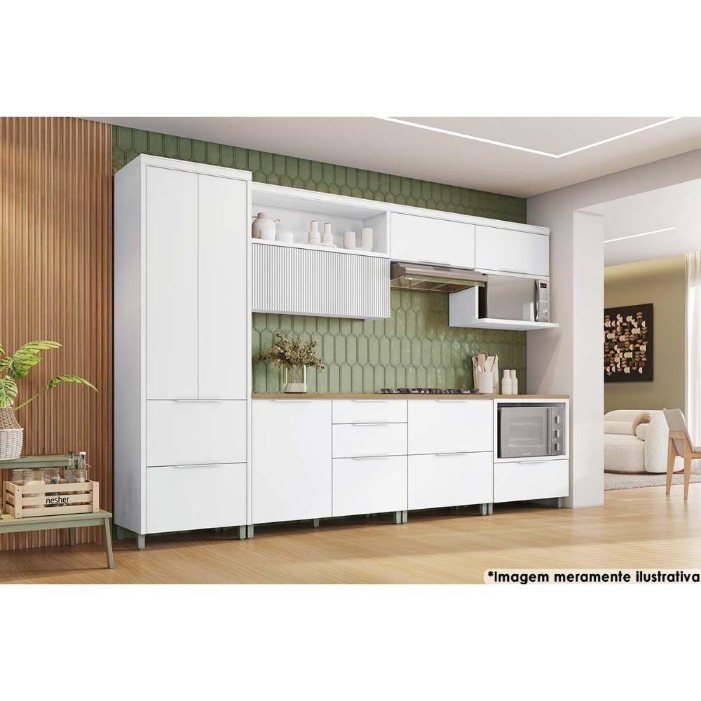 Balcão De Cozinha Marquesa Forno 1 Gaveta C/ Tampo 80cm Branca/nature - Nesher - 4