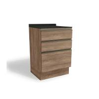 Balcão de Cozinha Modulado Maxxi G743 3 Gavetas c/Tampo 60cm Nogal/Preto Brilho - Kappesberg - 1