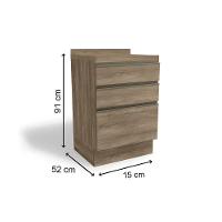 Balcão de Cozinha Modulado Maxxi G743 3 Gavetas c/Tampo 60cm Nogal/Preto Brilho - Kappesberg