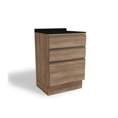 Balcão de Cozinha Modulado Maxxi G743 3 Gavetas c/Tampo 60cm Nogal/Preto - Kappesberg
