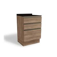 Balcão de Cozinha Modulado Maxxi G743 3 Gavetas c/Tampo 60cm Nogal/Preto - Kappesberg - 1