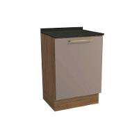 Balcão de Cozinha Modulado Botanic M629 1 Porta c/Tampo 60cm Nogueira/Fendi/Preto Brilho - Kappesberg - 1