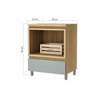 Balcão de Cozinha Modulado Rainha p/ Forno 1 Porta c/Tampo 70 cm Nature/Verde - Nesher