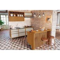 Balcão de Cozinha Painel Ilha Gourmet Imperatriz Ripado 120cm Freijó - Nesher - 3