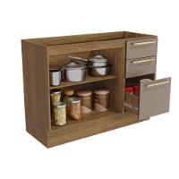 Balcão de Cozinha Modulado Botanic M624 c/ 2 Portas e 3 Gavetas s/Tampo 120cm Nogueira/Verde Oliva - Kappesberg - 3