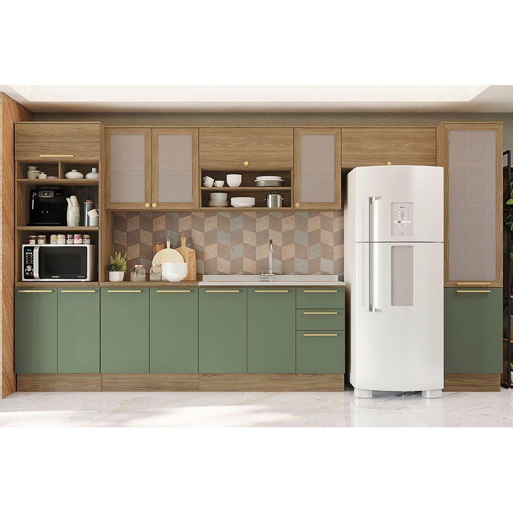Balcão de Cozinha Modulado Botanic M623 c/ 2 Portas s/Tampo 80cm Nogueira/Verde Oliva - Kappesberg - 2