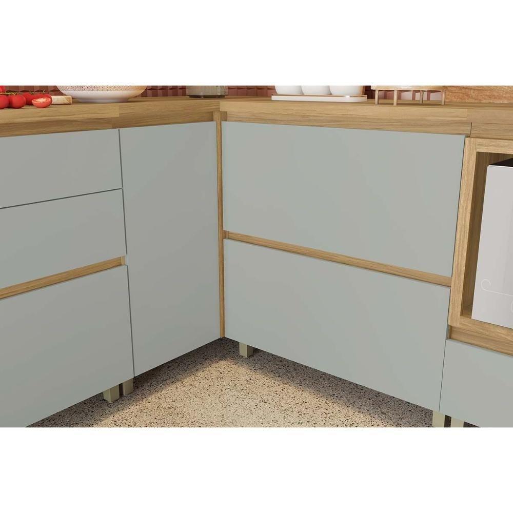 Balcão de Cozinha Modulado Rainha Canto Reto Dir/Esq 1 Porta c/Tampo 92cm Nature/Verde - Nesher - 5