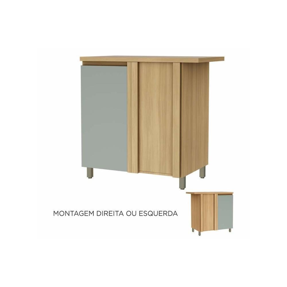 Balcão de Cozinha Modulado Rainha Canto Reto Dir/Esq 1 Porta c/Tampo 92cm Nature/Verde - Nesher - 6