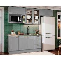 Kit de Cozinha Modulada 7 Peças Americana (3 Aéreos. 2 Balcões, 1 Nicho, 1 Complemento) Cinza - Henn - 1