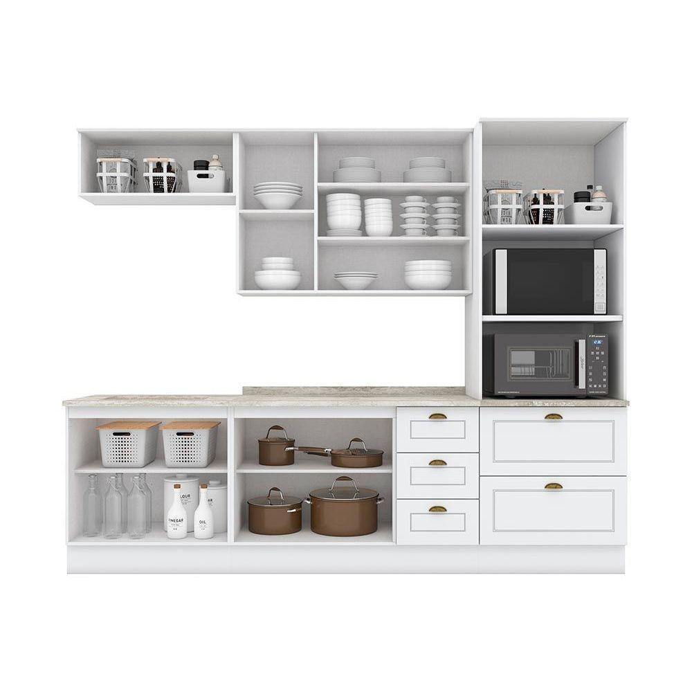 Kit De Cozinha Modulada 7 Peças Americana (2 Aéreos. 2 Balcões, 1 Paneleiro, 2 Complemento) Branco - Henn - 5