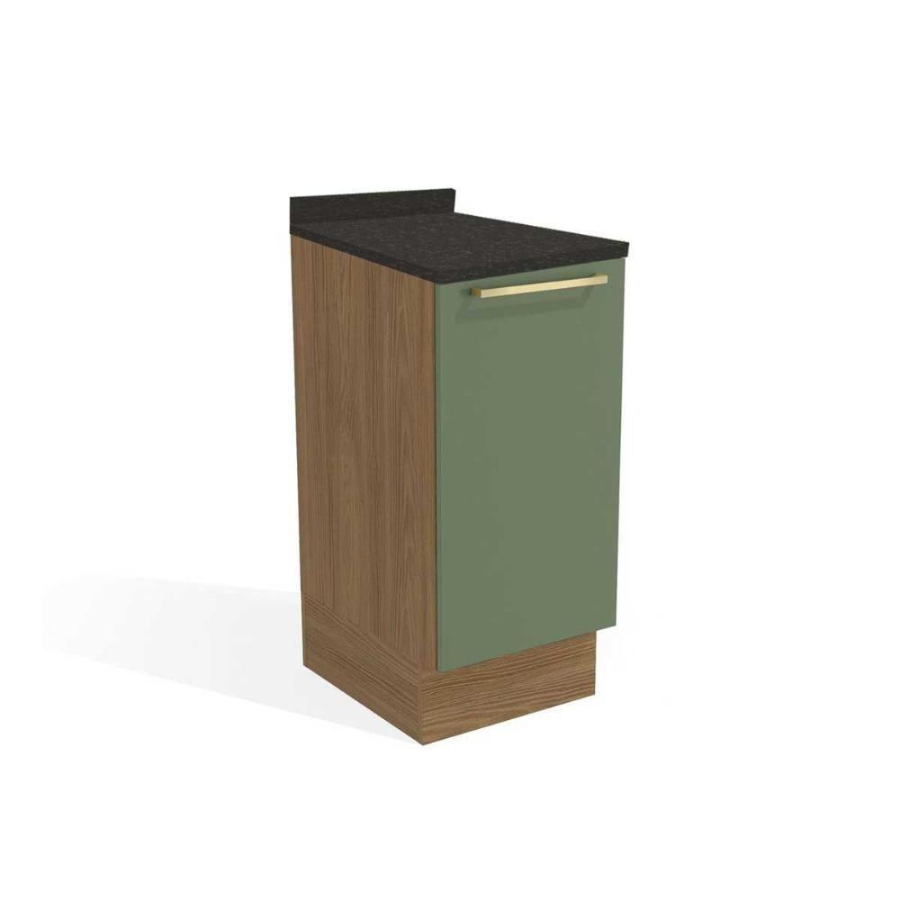 Balcão de Cozinha Modulado Botanic M621 1 Porta c/Tampo 40cm Nogueira/Oliva/Preto Brilho - Kappesberg - 1