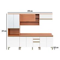 Cozinha Modulada Completa Thela Macadâmia 5 Peças (2Aéreos+2Balcões+1Paneleiro) CZC24 Freijo/Branco - Telasul - 3