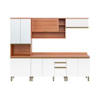 Cozinha Modulada Completa Thela Macadâmia 5 Peças (2Aéreos+2Balcões+1Paneleiro) CZC24 Freijo/Branco - Telasul - 6