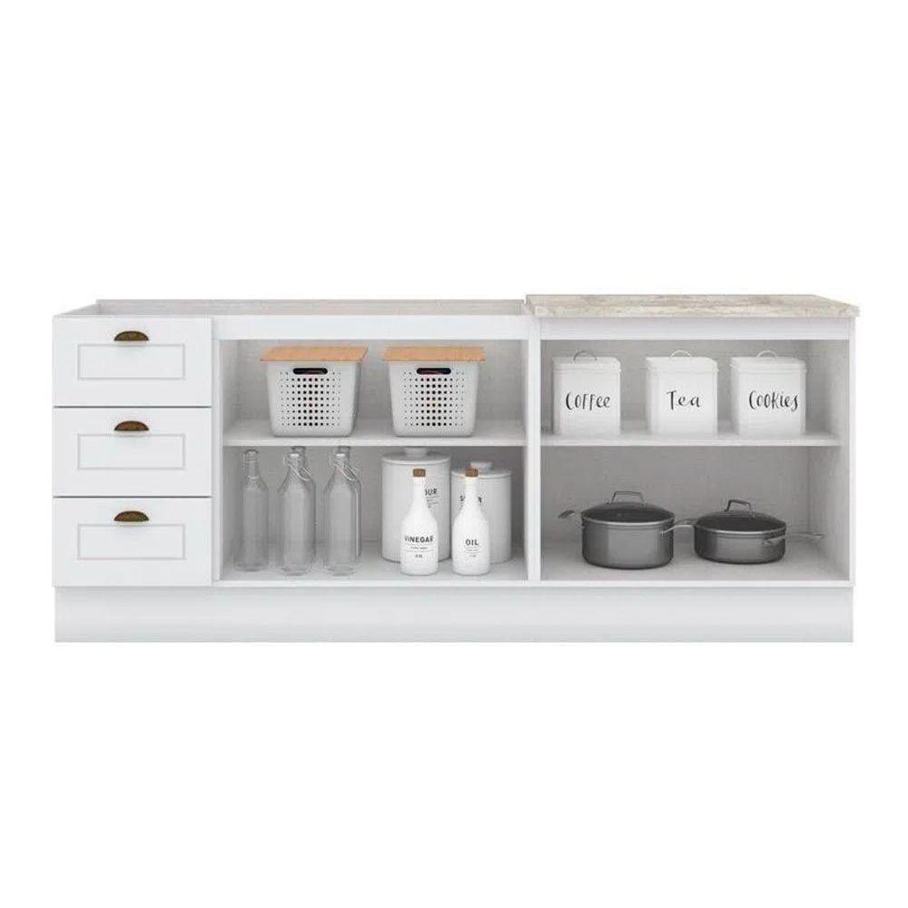 Kit De Cozinha Modulada 3 Peças Americana (2 Balcões. 1 Complemento) Branco - Henn - 8